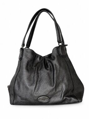 Coach Edie Black Leather Shoulder Tote
